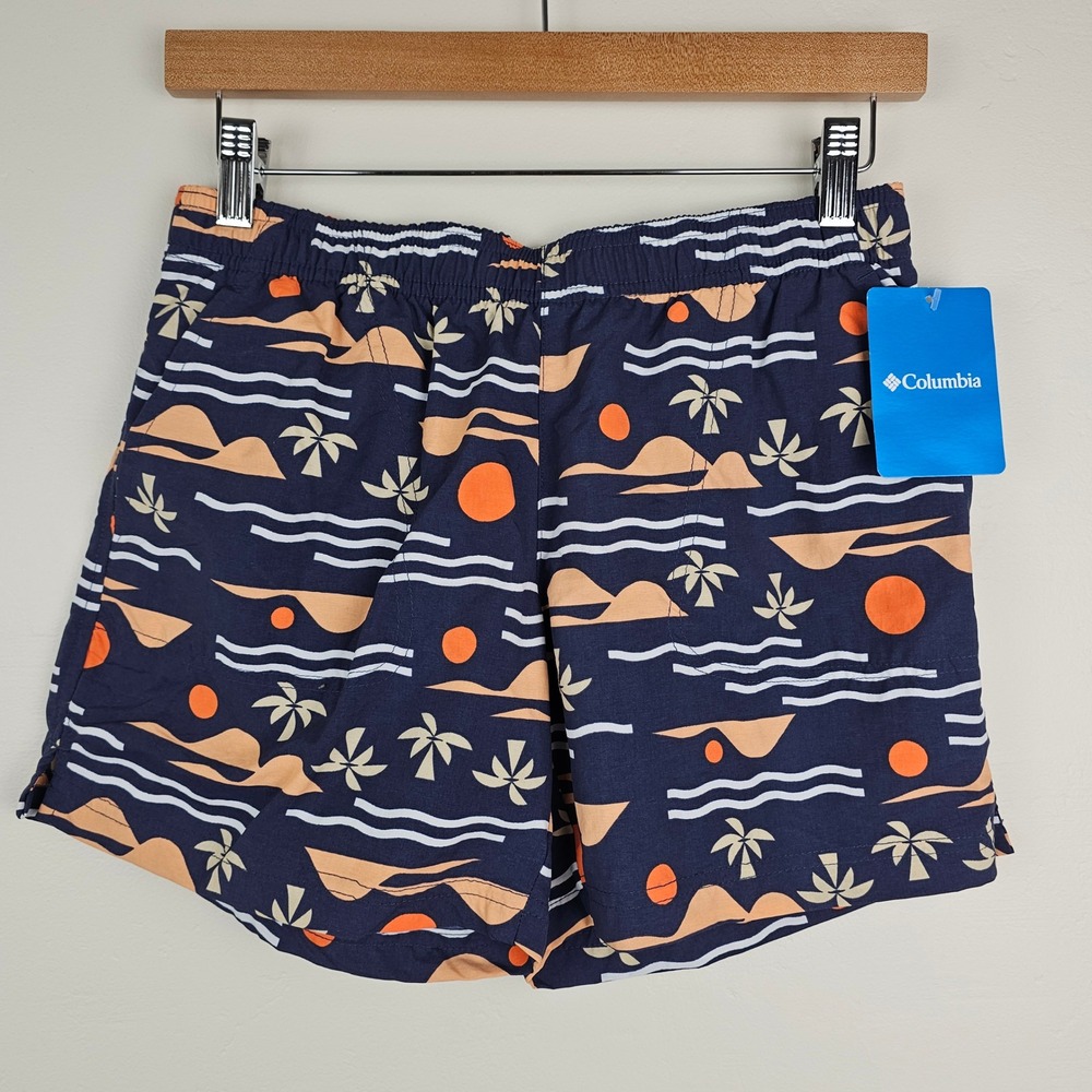 NWT Columbia Shorts Womens XS Navy Mesh Pockets Printed Tropical